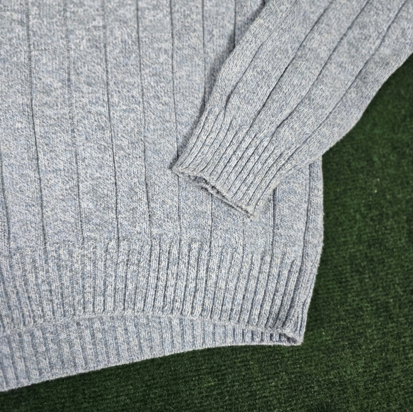 Oscar De LA Renta | Textured Stripe Waffle Knit Mock Neck Sherpa Collar Pullover - Picture 11 of 15